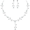 image:imageCSY Elegant Bridal Jewelry Sets Clear Cubic Zirconia Wedding Necklace Earrings Bracelet Set for Birdes Bridesmaids CZ Prom JewelrySilverNecklace Earrings