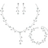 image:imageCSY Elegant Bridal Jewelry Sets Clear Cubic Zirconia Wedding Necklace Earrings Bracelet Set for Birdes Bridesmaids CZ Prom JewelrySilverNecklace Earrings Bracelet