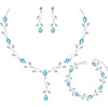 image:imageCSY Elegant Bridal Jewelry Sets Clear Cubic Zirconia Wedding Necklace Earrings Bracelet Set for Birdes Bridesmaids CZ Prom JewelrySky BlueNecklace Earrings Bracelet