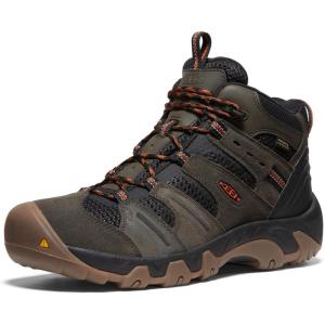 imageKEEN Mens Headout Mid Height Waterproof All Terrain Hiking BootBlack OliveFossil Orange