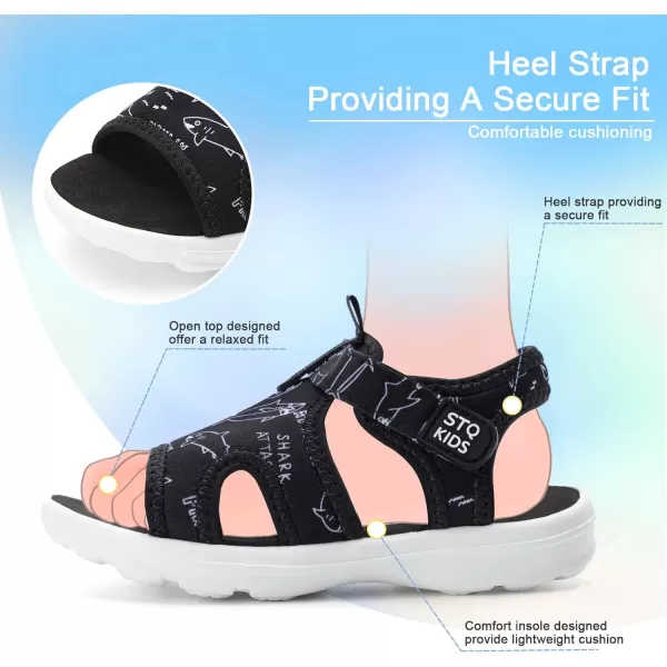 STQ KIDS Toddler Sandals Cute Summer Lightweight Open Toe Slip on Sandals for Boys Girls