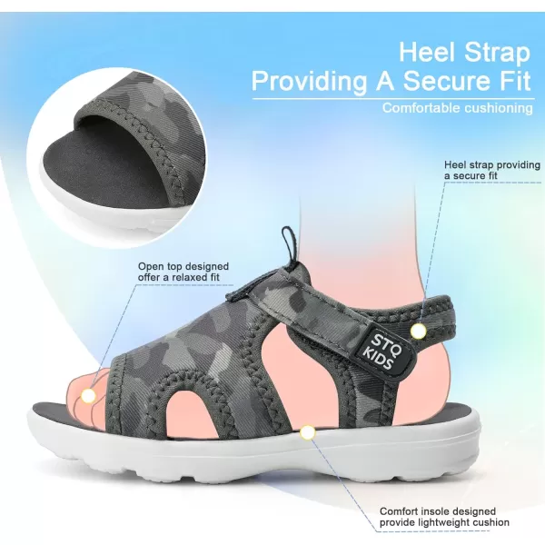 STQ KIDS Toddler Sandals Cute Summer Lightweight Open Toe Slip on Sandals for Boys Girls