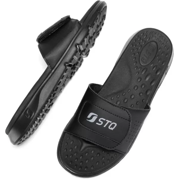 STQ Orthopedic Slides for Women Memory Foam Sandals Arch Support Slide Sandals with Adjustable Hook and Loop