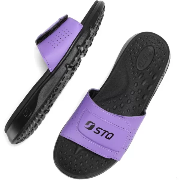 STQ Orthopedic Slides for Women Memory Foam Sandals Arch Support Slide Sandals with Adjustable Hook and Loop