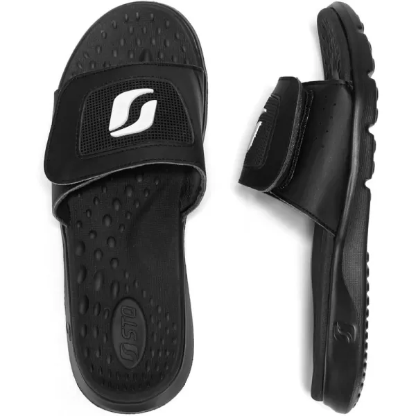 STQ Orthopedic Slides for Womens Arch Support Memory Foam Sandals with Adjustable Hook and Loop for Post Sport Pain Relief