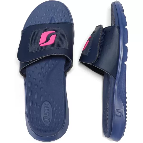 STQ Orthopedic Slides for Womens Arch Support Memory Foam Sandals with Adjustable Hook and Loop for Post Sport Pain Relief
