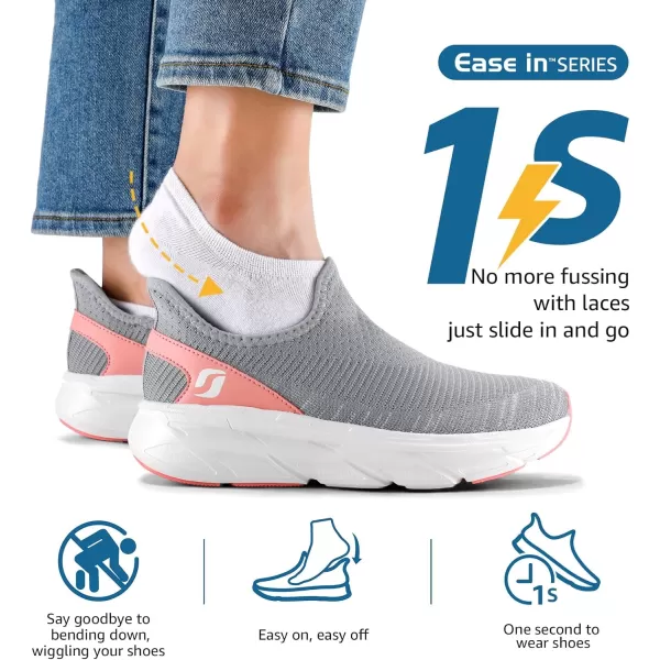 STQ Slip ins Walking Shoes Hands Free Womens Slip on Sneakers with Shockproof Sole for Pain Relief