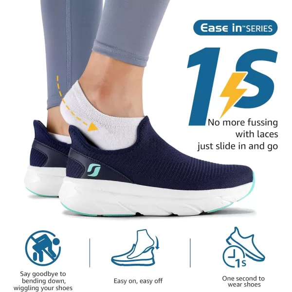 STQ Slip ins Walking Shoes Hands Free Womens Slip on Sneakers with Shockproof Sole for Pain Relief