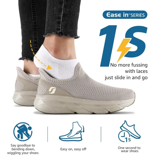 STQ Slip ins Walking Shoes Hands Free Womens Slip on Sneakers with Shockproof Sole for Pain Relief