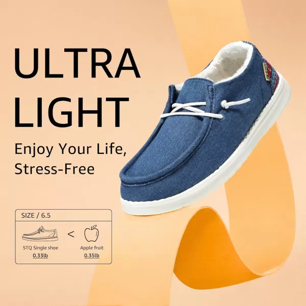STQ Women's Slip on Loafers丨Orthopedic Comfotable Fur Lined Ultralight Boat Casual Shoes with Arth Support