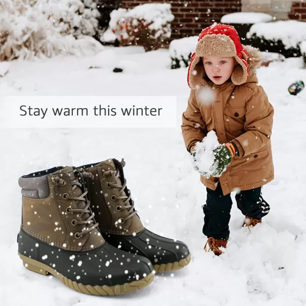 STQ Boy Duck Boots Kids Waterproof Snow Boots Insulated Winter Boots 