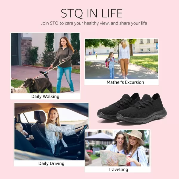 STQ Tennis Shoes Womens Slip on Walking Sneakers with for Gym Workout