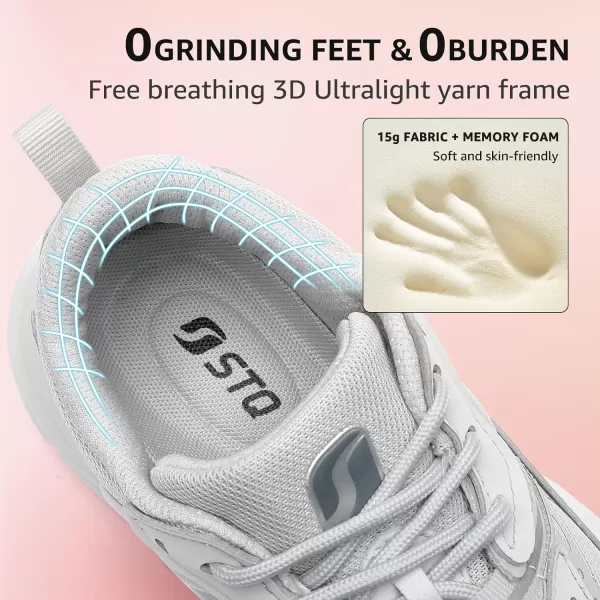 STQ Womens Chunky Sneakers Comfortable Walking Shoes with Arch Sopport