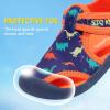 imageSTQ Boys Girls Water Shoes QuickDry Slip on Beach Swim Pool SandalsToddlerLittle KidNavy Orange Dinosaur