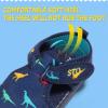imageSTQ Boys Girls Water Shoes QuickDry Slip on Beach Swim Pool SandalsToddlerLittle KidNavyDinosaur