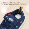 imageSTQ Toddler Girls Boys Wide Toe Barefoot Shoes Kids Walking Tennis Comfort Sneakers Lightweight Breathable Gym ShoeNavy Dinosaur