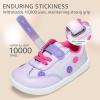 imageSTQ Toddler Girls Boys Wide Toe Barefoot Shoes Kids Walking Tennis Comfort Sneakers Lightweight Breathable Gym ShoePurple Smile