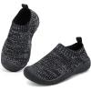 imageSTQ Toddler Shoes Wide Toe Box Boys Slip on Shoes for Kids Girls Sock ShoesBlack Grey