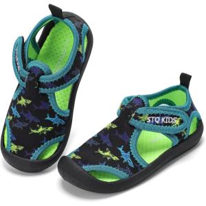 imageSTQ Boys Girls Water Shoes QuickDry Slip on Beach Swim Pool SandalsToddlerLittle KidBlack Shark