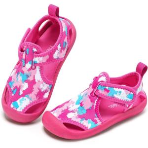 imageSTQ Boys Girls Water Shoes QuickDry Slip on Beach Swim Pool SandalsToddlerLittle KidHot Pink Camo