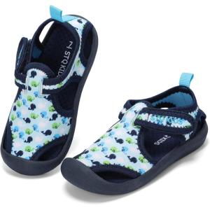 imageSTQ Boys Girls Water Shoes QuickDry Slip on Beach Swim Pool SandalsToddlerLittle KidLight Blue Whale