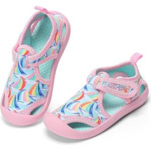 imageSTQ Boys Girls Water Shoes QuickDry Slip on Beach Swim Pool SandalsToddlerLittle KidPink Sailing Boat