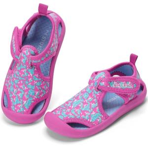 imageSTQ Boys Girls Water Shoes QuickDry Slip on Beach Swim Pool SandalsToddlerLittle KidRose Dolphin