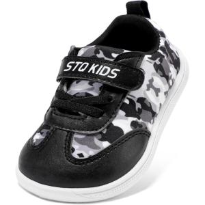 imageSTQ Toddler Girls Boys Wide Toe Barefoot Shoes Kids Walking Tennis Comfort Sneakers Lightweight Breathable Gym ShoeBlack Camo