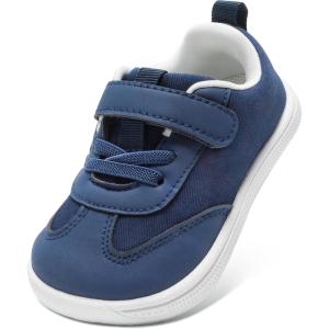 imageSTQ Toddler Girls Boys Wide Toe Barefoot Shoes Kids Walking Tennis Comfort Sneakers Lightweight Breathable Gym ShoeNavy