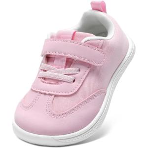 imageSTQ Toddler Girls Boys Wide Toe Barefoot Shoes Kids Walking Tennis Comfort Sneakers Lightweight Breathable Gym ShoeWater Pink