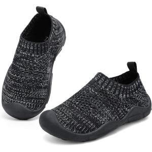 imageSTQ Toddler Shoes Wide Toe Box Boys Slip on Shoes for Kids Girls Sock ShoesBlack Grey