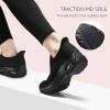 imageSTQ Womens Slip on Walking Shoes Air Cushion Comfortable Supportive Orthopedic Nursing Sneakers for Plantar FasciitisAll Black