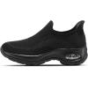 imageSTQ Womens Slip on Walking Shoes Air Cushion Comfortable Supportive Orthopedic Nursing Sneakers for Plantar FasciitisAll Black