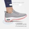 imageSTQ Womens Slip on Walking Shoes Air Cushion Comfortable Supportive Orthopedic Nursing Sneakers for Plantar FasciitisLight Grey Pink