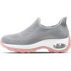 imageSTQ Womens Slip on Walking Shoes Air Cushion Comfortable Supportive Orthopedic Nursing Sneakers for Plantar FasciitisLight Grey Pink