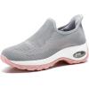imageSTQ Womens Slip on Walking Shoes Air Cushion Comfortable Supportive Orthopedic Nursing Sneakers for Plantar FasciitisLight Grey Pink