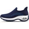 imageSTQ Womens Slip on Walking Shoes Air Cushion Comfortable Supportive Orthopedic Nursing Sneakers for Plantar FasciitisNavy