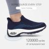 imageSTQ Womens Slip on Walking Shoes Air Cushion Comfortable Supportive Orthopedic Nursing Sneakers for Plantar FasciitisNavy