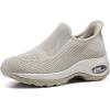 imageSTQ Womens Slip on Walking Shoes Air Cushion Comfortable Supportive Orthopedic Nursing Sneakers for Plantar FasciitisTaupe