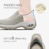 imageSTQ Womens Slip on Walking Shoes Air Cushion Comfortable Supportive Orthopedic Nursing Sneakers for Plantar FasciitisTaupe