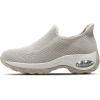 imageSTQ Womens Slip on Walking Shoes Air Cushion Comfortable Supportive Orthopedic Nursing Sneakers for Plantar FasciitisTaupe