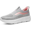 imageSTQ Womens Slip on Walking Shoes Supportive Non Slip Work Lightweight Cushion Plantar Fasciitis Orthopedic Breathable Sneakers for All Day StandingLight Grey Pink