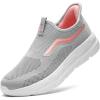 imageSTQ Womens Slip on Walking Shoes Supportive Non Slip Work Lightweight Cushion Plantar Fasciitis Orthopedic Breathable Sneakers for All Day StandingLight Grey Pink