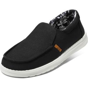 imageSTQ Slip on Boat Shoes for Women Orthopedic Casual Loafers with Arch SupportClassical Black White
