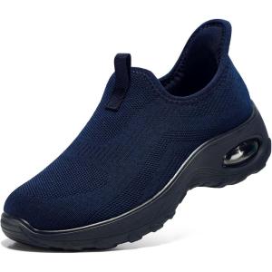imageSTQ Walking Shoes Women Slip On Sneakers Air Cushion Comfortable Breathable Lightweight Mesh Shoes Shock Absorbing Design Ideal for Plantar Fasciitis All Day StandingNavy Teal