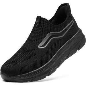 imageSTQ Womens Slip on Walking Shoes Supportive Non Slip Work Lightweight Cushion Plantar Fasciitis Orthopedic Breathable Sneakers for All Day StandingAll Black