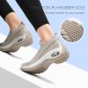 imageSTQ Slip on Walking Shoes for Women Arch Support Mesh Comfy Work ShoesTaupe