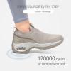 imageSTQ Slip on Walking Shoes for Women Arch Support Mesh Comfy Work ShoesTaupe