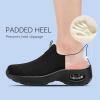 imageSTQ Walking Shoes Women Slip On Sneakers Air Cushion Comfortable Breathable Lightweight Mesh Shoes Shock Absorbing Design Ideal for Plantar Fasciitis All Day Standing All Black 8 US