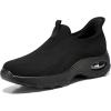 imageSTQ Walking Shoes Women Slip On Sneakers Air Cushion Comfortable Breathable Lightweight Mesh Shoes Shock Absorbing Design Ideal for Plantar Fasciitis All Day Standing All Black 8 US